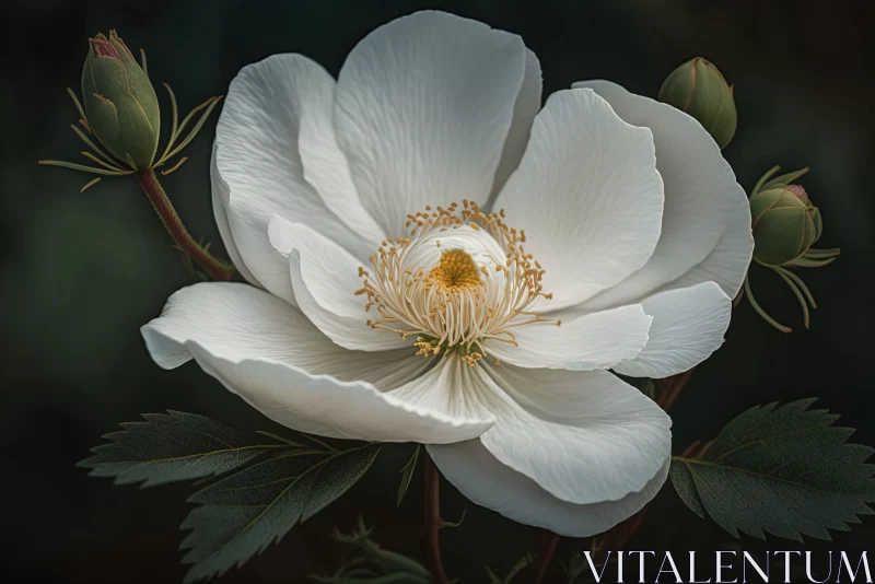 Art Nouveau Style White Flower Portrait AI Image