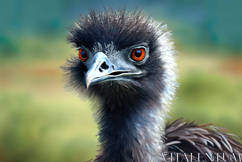 Emu Bird Digital Art - An Explosive Wildlife Portrait AI Image