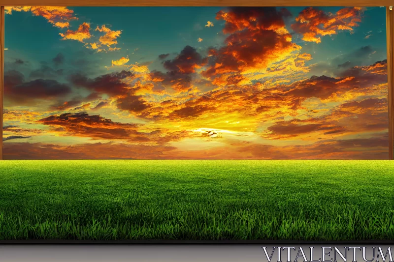 Lush Landscape and Sunset Panorama Canvas Print AI Image