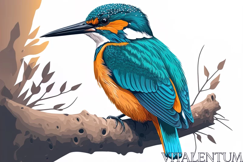 Blue and Orange Bird Illustration: Marine Painter Style with Palette Knife Texture AI Image