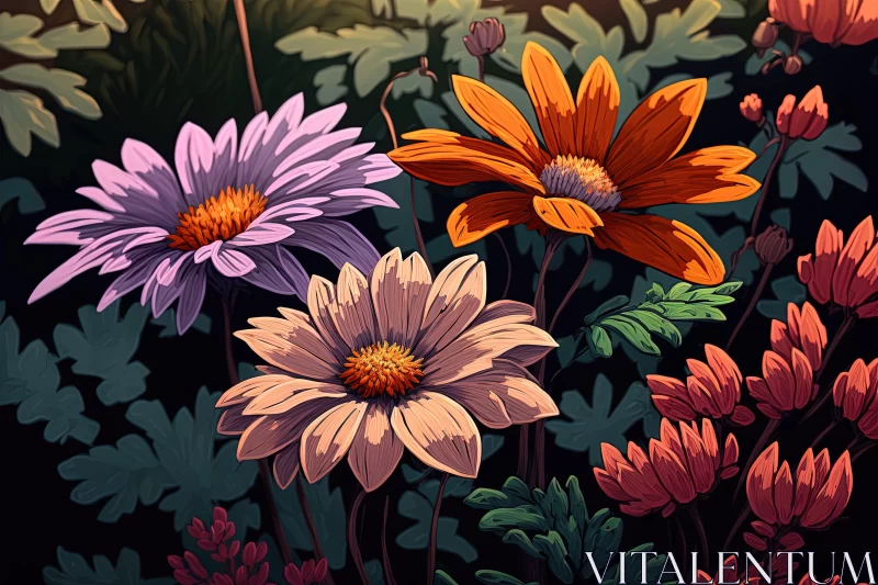 Detailed 2D Game Art Style Floral Illustration AI Image