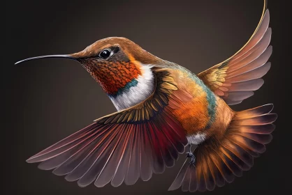 Realistic Rendering of Flying Hummingbird Artwork