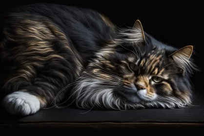 Captivating Cat Painting - A Study in Contrast and Realism