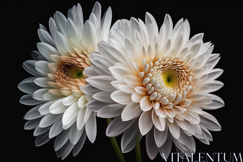 White Daisies against Black Backdrop: A Study in Color and Composition AI Image