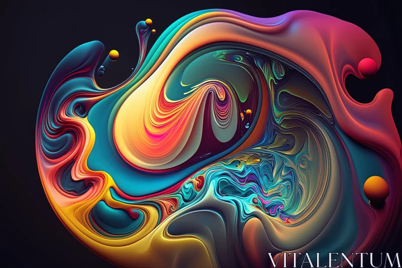 Abstract Colorful Curves: A Psychedelic Artwork AI Image