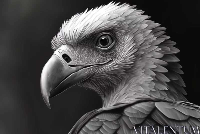 Monochrome Detailed Eagle Portrait AI Image