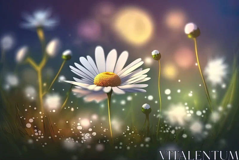 Night Bloom Daisy | Fairy Tale Inspired Artwork AI Image
