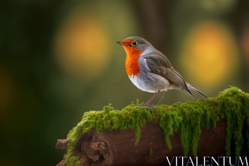 Charming Bird Portrait in Forest Landscape AI Image