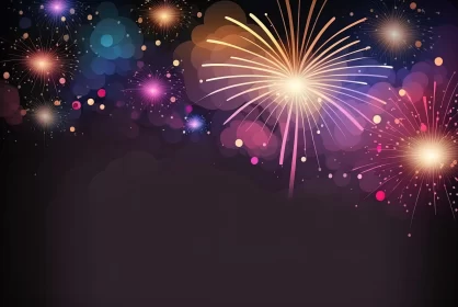 Colorful Fireworks Display - Vibrant Illustrations AI Image