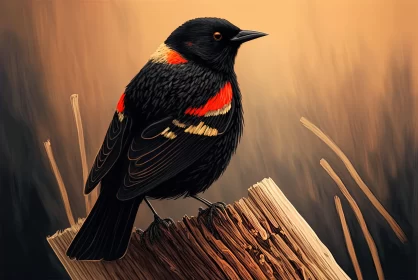 Realistic Bird Illustration in Prairiecore Style