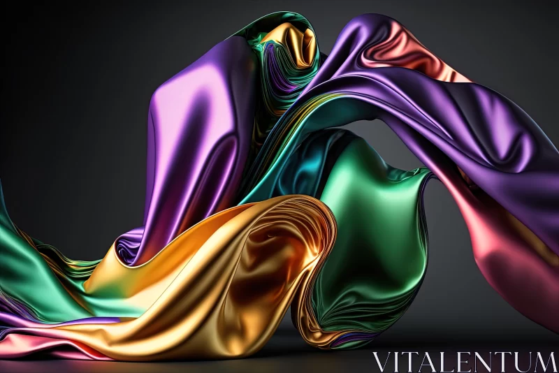AI ART Abstract Art - Graceful Multicolored Silk with Metallic Finish