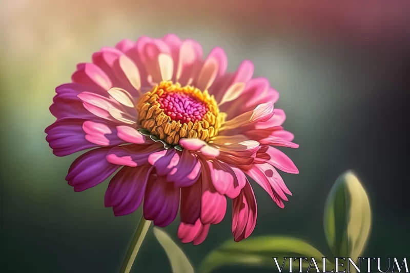 Captivating Pink Flower with a Bright and Blurred Background AI Image