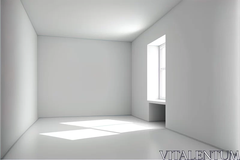Minimalist Interior: Sunlit White Room with Realistic Lighting AI Image