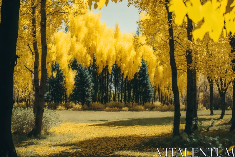 Pastoral Yellow Forest - A Joyful Celebration of Nature AI Image