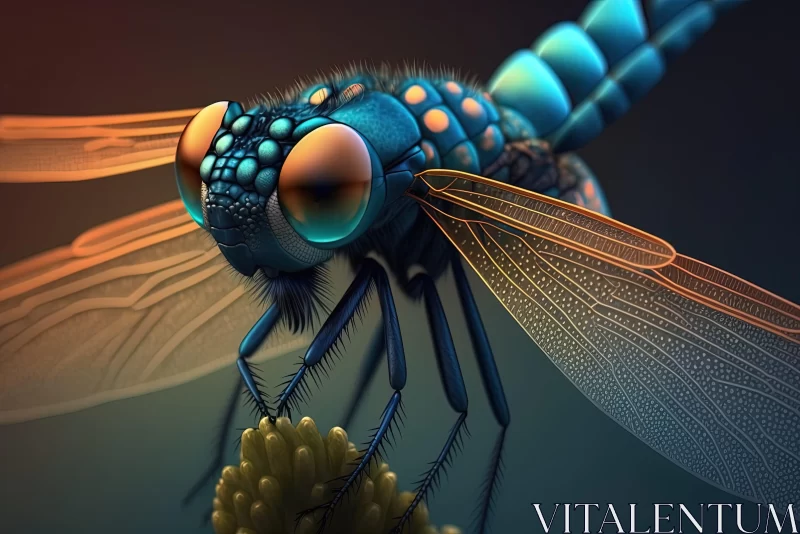 Blue Dragonfly Illustration - Detailed and Realistic AI Image