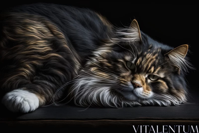Captivating Cat Painting - A Study in Contrast and Realism AI Image