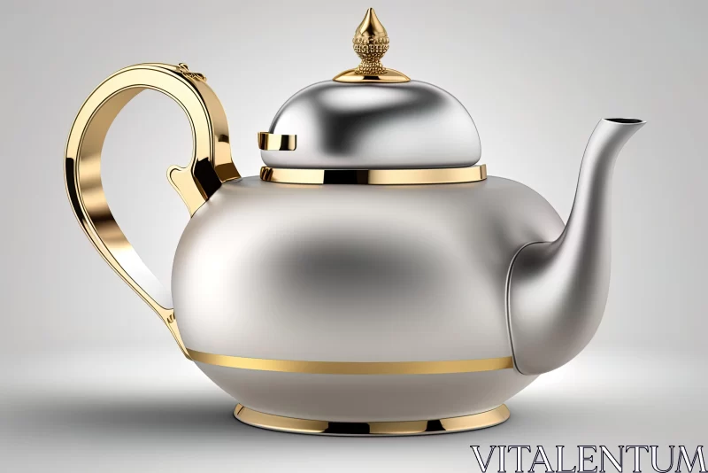 Elegant Gold and Silver Teapot Illustration AI Image