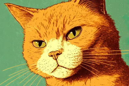 Vintage Graphic Design - Orange Cat Portraiture