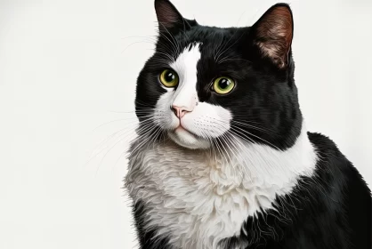 Black and White Cat - A Detailed and Realistic Artwork