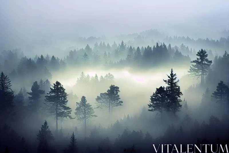 Foggy Forest Landscape in Norway - Mesmerizing Colorscape AI Image