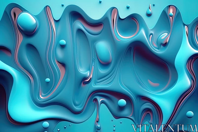 Abstract Liquid Art - Blue and Red Swirls AI Image