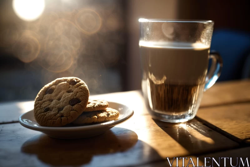 Cabincore Styled Coffee and Cookies Bathed in Sunrays AI Image