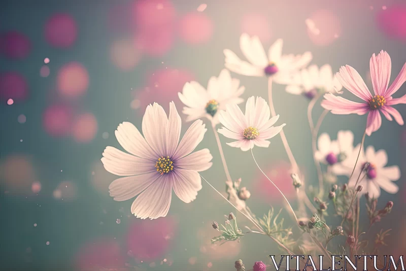 Dreamy Pink Flowers in Soft Light - Whimsical Floral Art AI Image