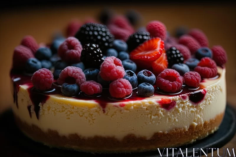 Colorful Cheesecake with Berries - Symmetry and Authenticity AI Image
