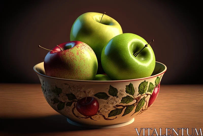Realistic Still Life with Apples and Pears - A Digital Artwork AI Image