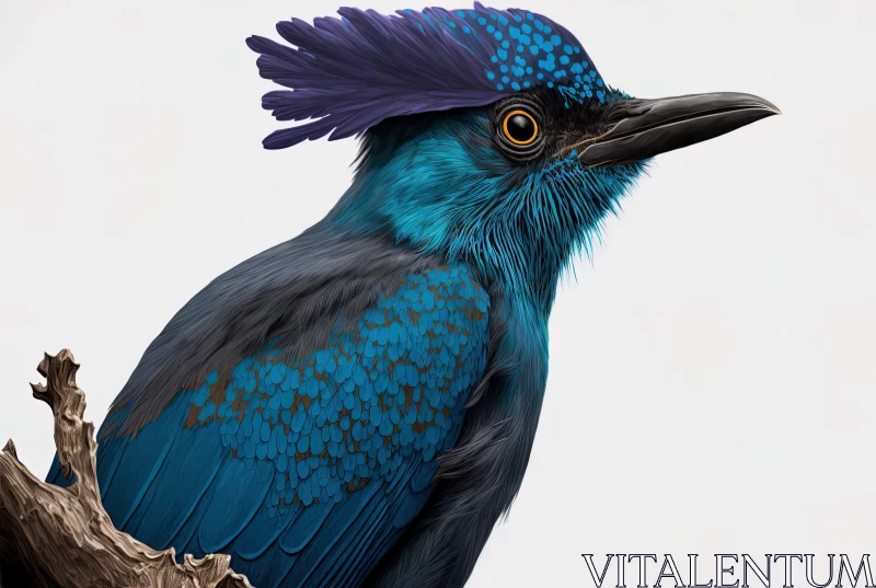 Blue Bird with Detailed Portraits and Minimal Retouching AI Image
