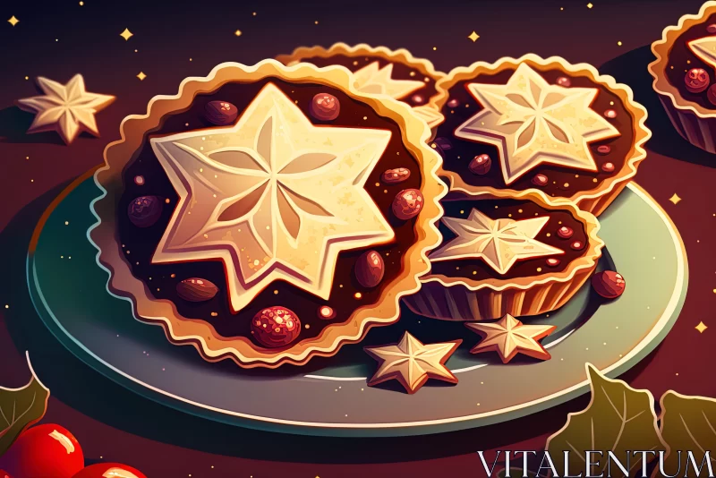 Festive Christmas Star Pies Illustration in Sepia Tone AI Image