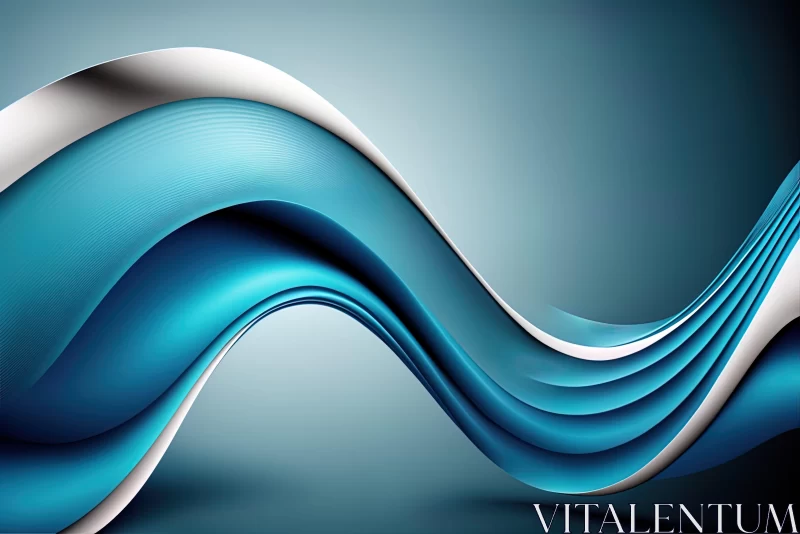 Blue and Silver Waves Abstract Background Art AI Image
