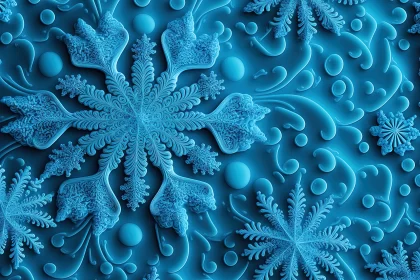Surrealistic Blue Snowflake: A Study in Detail and Form AI Image