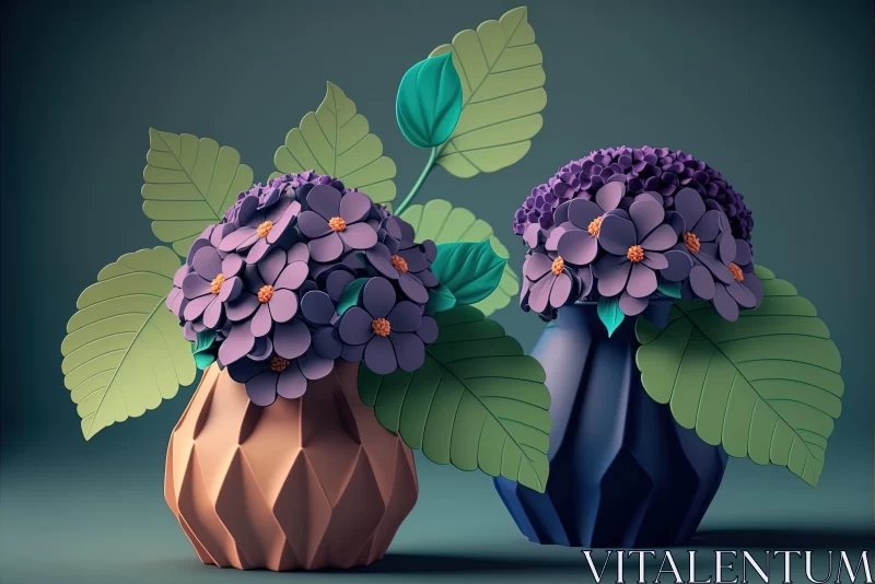 3D Floral Model in Nature-Inspired Design and Foreboding Colors AI Image