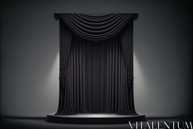 Elegant Stage with Black Curtain and Spotlight: A Sculptural Art Piece AI Image