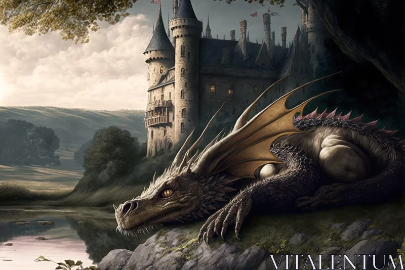Mysterious Dragon by Castle - A Dark Palette Illustration AI Image