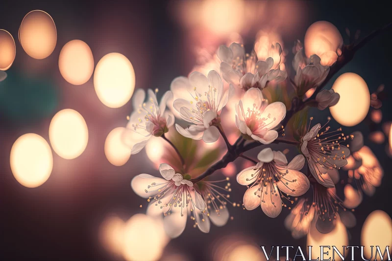 Ethereal Cherry Blossoms - A Tonalist Inspired Floral Display AI Image