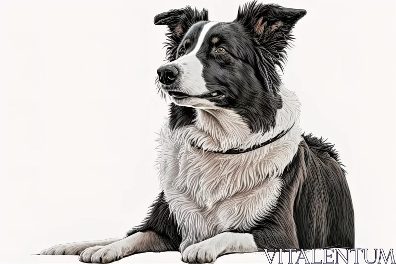 AI ART Border Collie Pencil Illustration: A Study in Realism