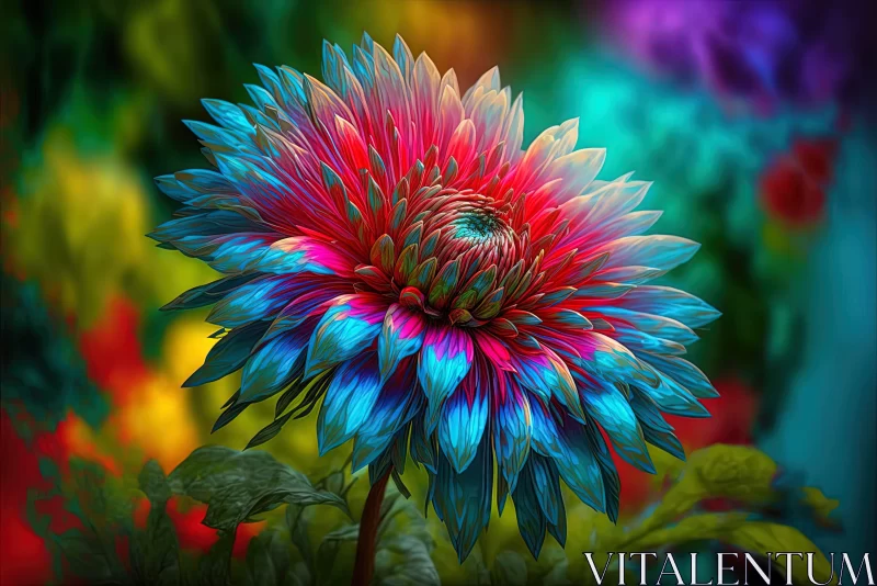 Colorful Flower in Solarization Effect - Floral Art AI Image