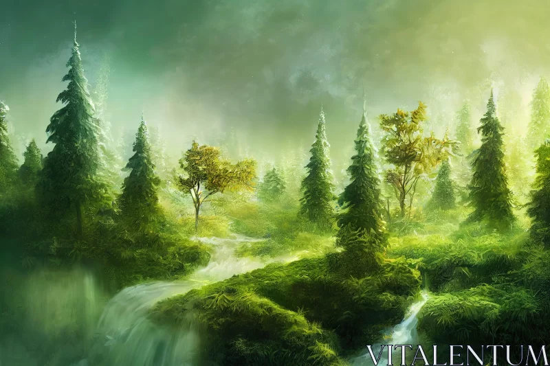 Enchanting Forest Fantasy Wallpaper: A Blend of Pastoral Charm and Environmental Awareness AI Image