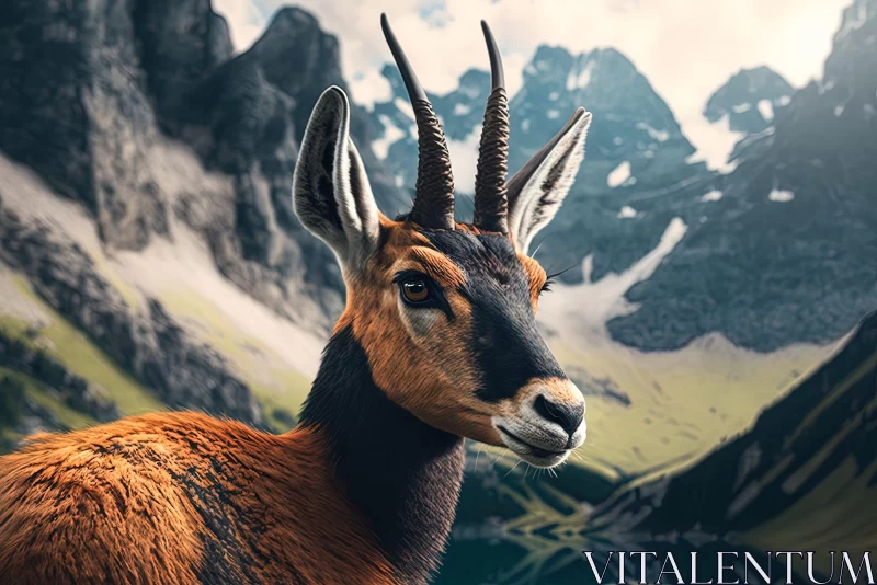 Majestic Deer in Mountain Landscape - Photorealistic Portraiture AI Image