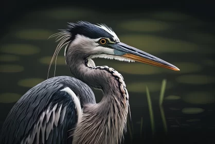 Blue Heron in Water - A Detailed Nature Portrait
