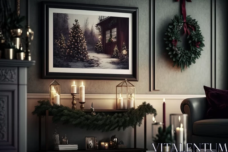 AI ART Idyllic Christmas Room with Detailed Decorations