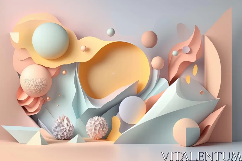 Abstract 3D Rendered Composition with Soft Tonal Colors AI Image
