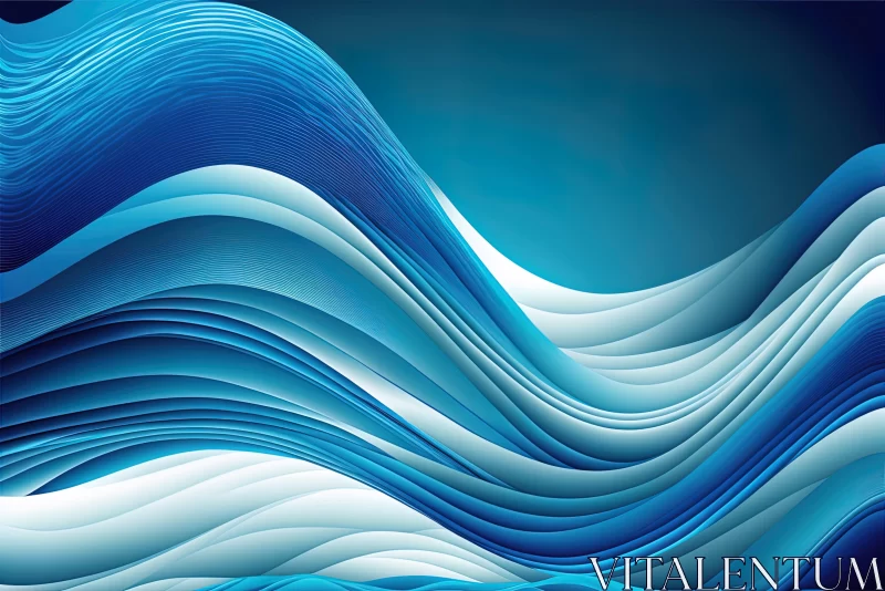 Abstract Blue and White Wave Artwork AI Image