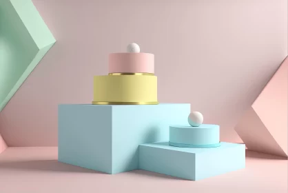 3D Geometric Cubes and Pastel Eggs Illustration