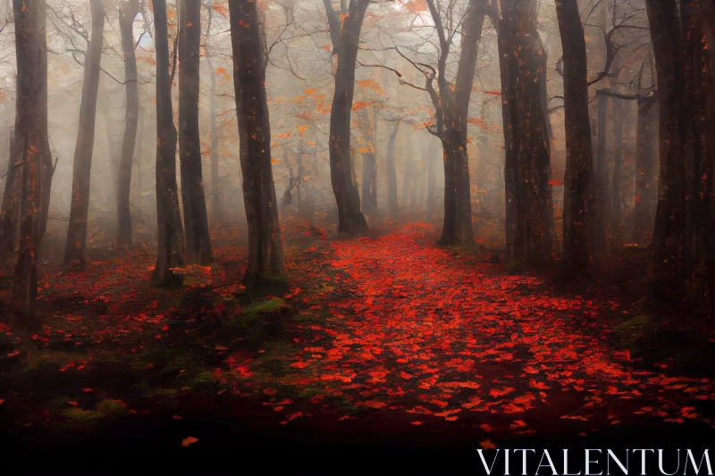 Misty Forest Path: An Expressionist Fantasy Landscape AI Image