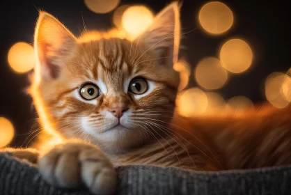 Adorable Orange Tabby Cat in Soft Bokeh Lighting
