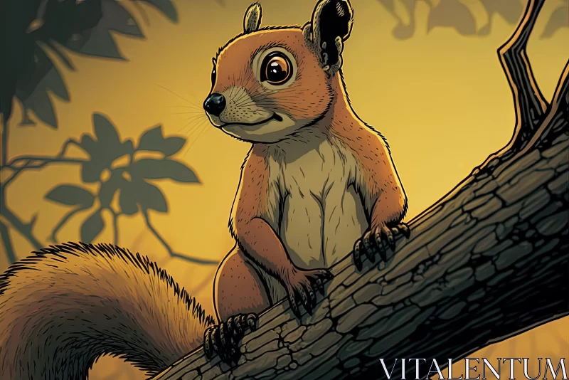 Graphic Novel Style Squirrel Illustration AI Image