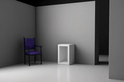 Minimalist Concept of a Studyplace with Purple Chair AI Image